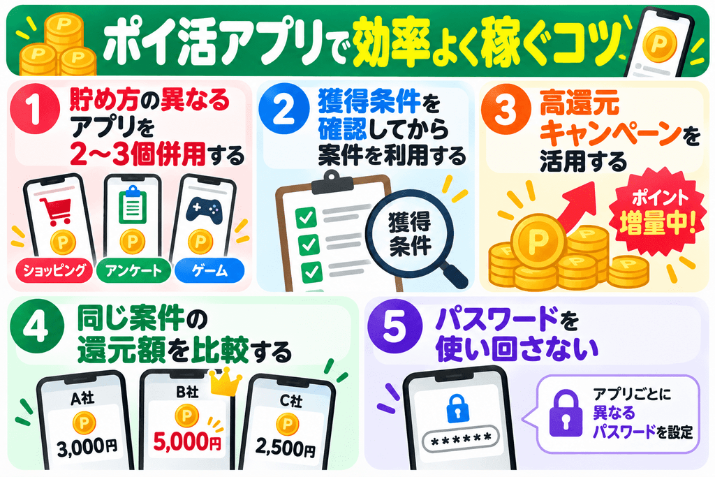 ポイ活アプリで効率よく稼ぐコツ