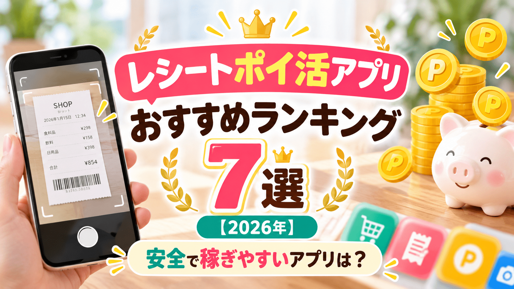 レシートポイ活アプリおすすめランキング7選【2026年】安全で稼ぎやすいアプリは？