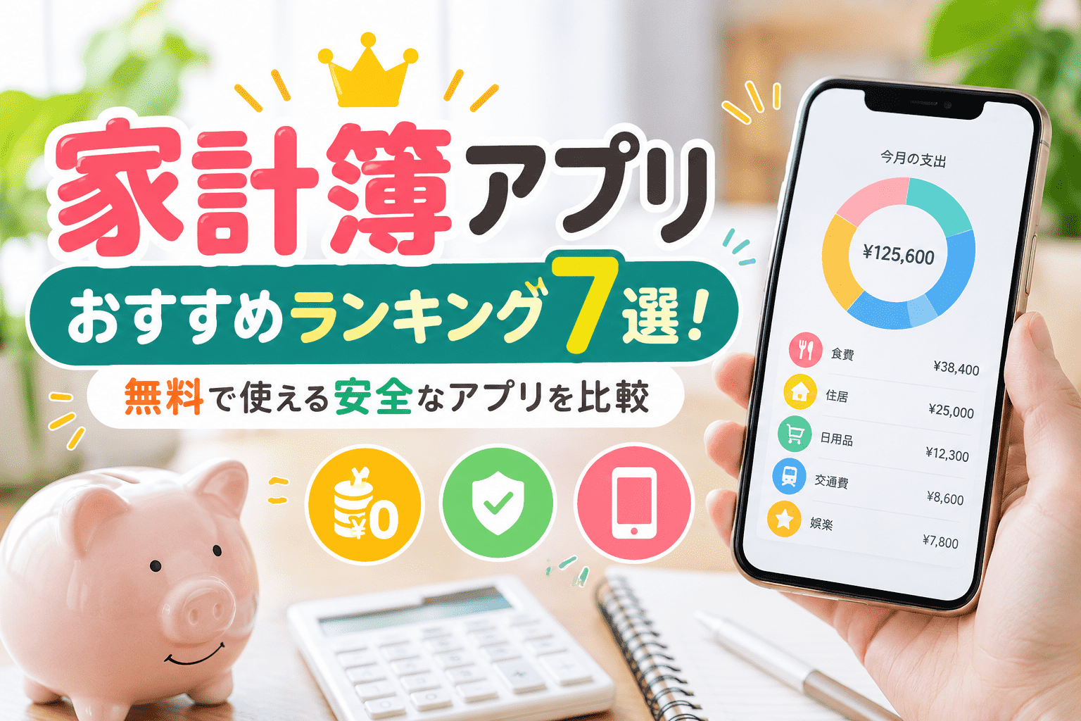 家計簿アプリおすすめランキング7選！無料で使える安全なアプリを比較